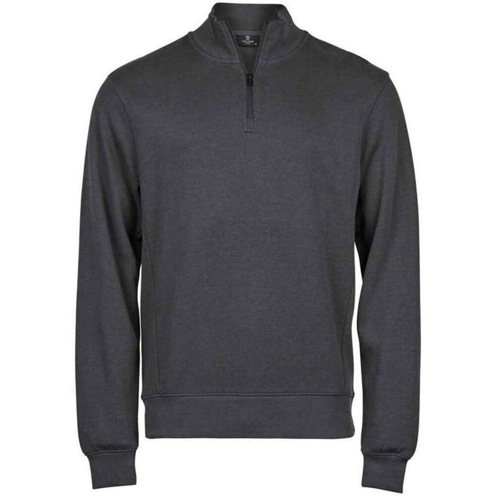 Tee Jays Mens Ribber Interlock Half Zip Sweatshirt / Dark Grey